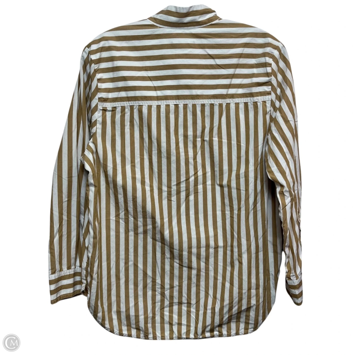 Top Long Sleeve By J. Crew In Tan & White, Size: S