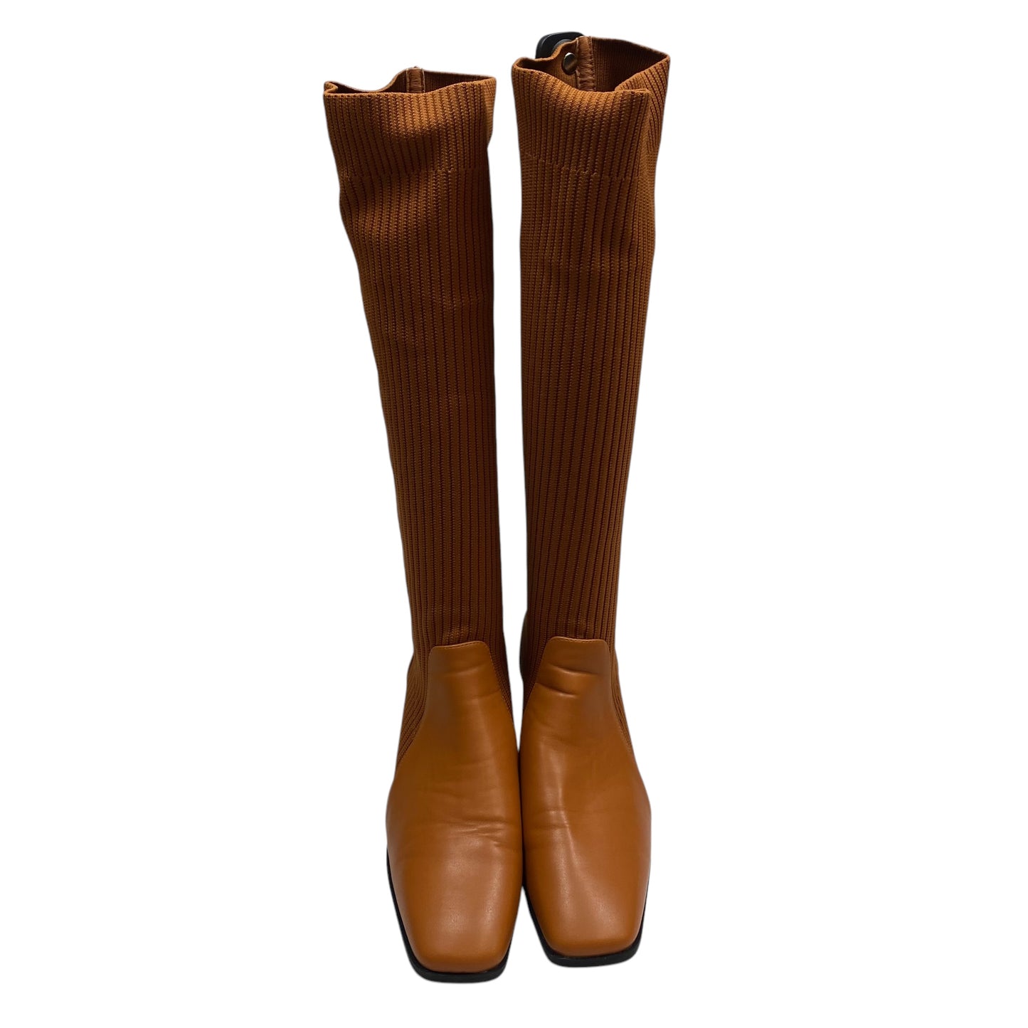 Boots Knee Heels By Cuccoo In Brown, Size: 9.5