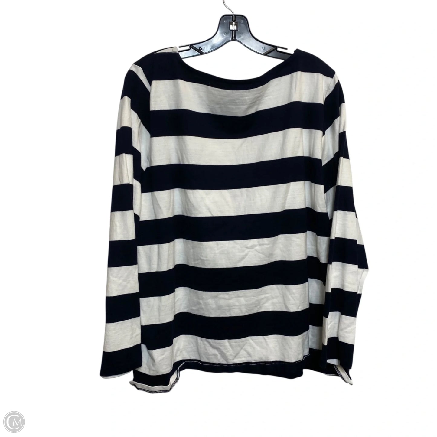 Top Long Sleeve By Talbots In Blue & White, Size: 2x