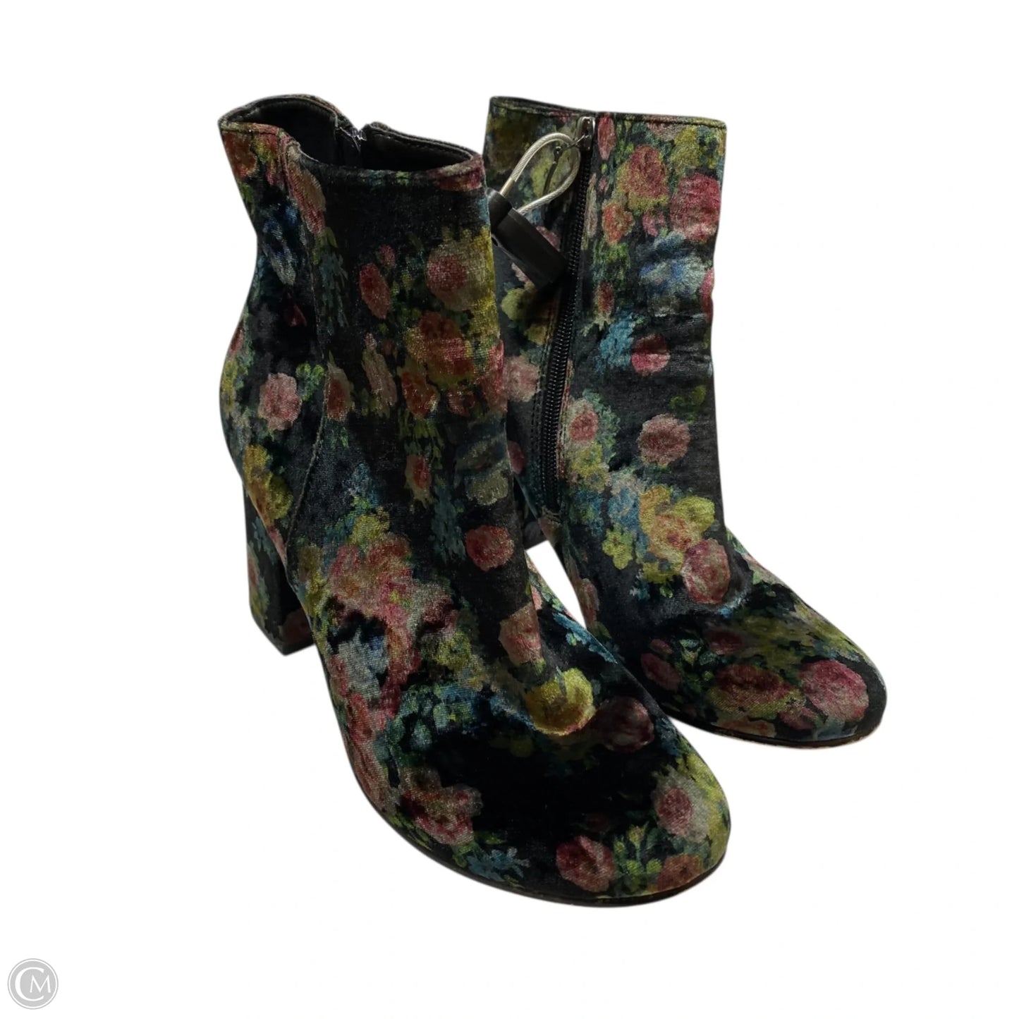 Boots Ankle Heels By Eva & Zoe In Floral Print, Size: 9