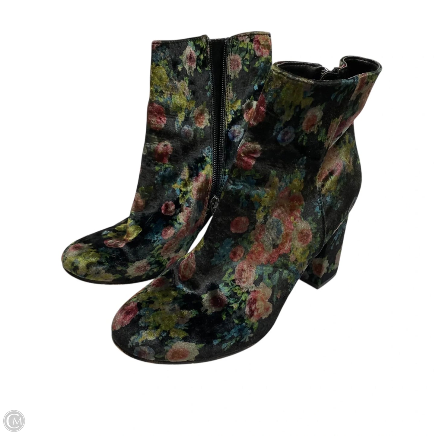 Boots Ankle Heels By Eva & Zoe In Floral Print, Size: 9