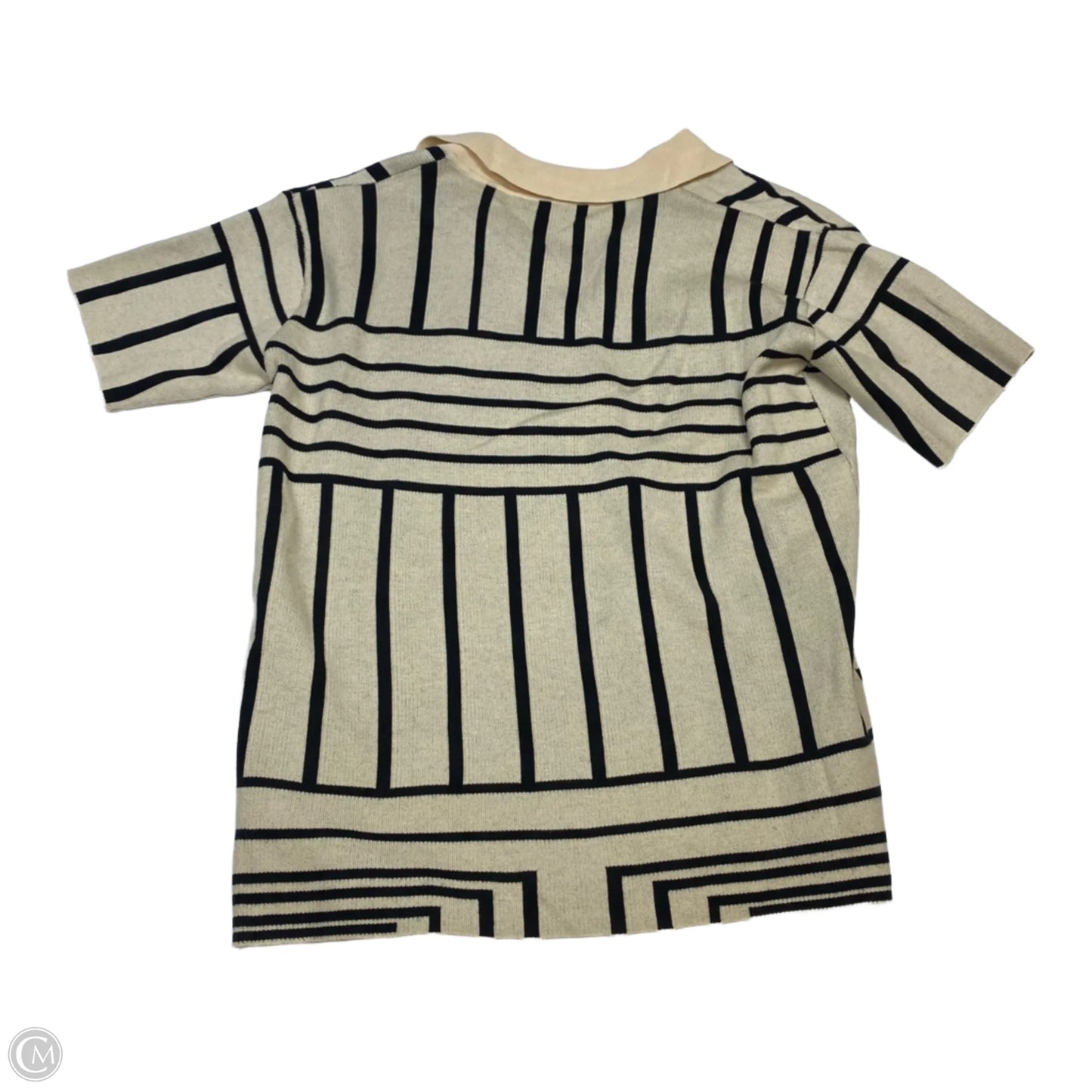 Top Short Sleeve By Piper & Scoot In Black & Cream, Size: M
