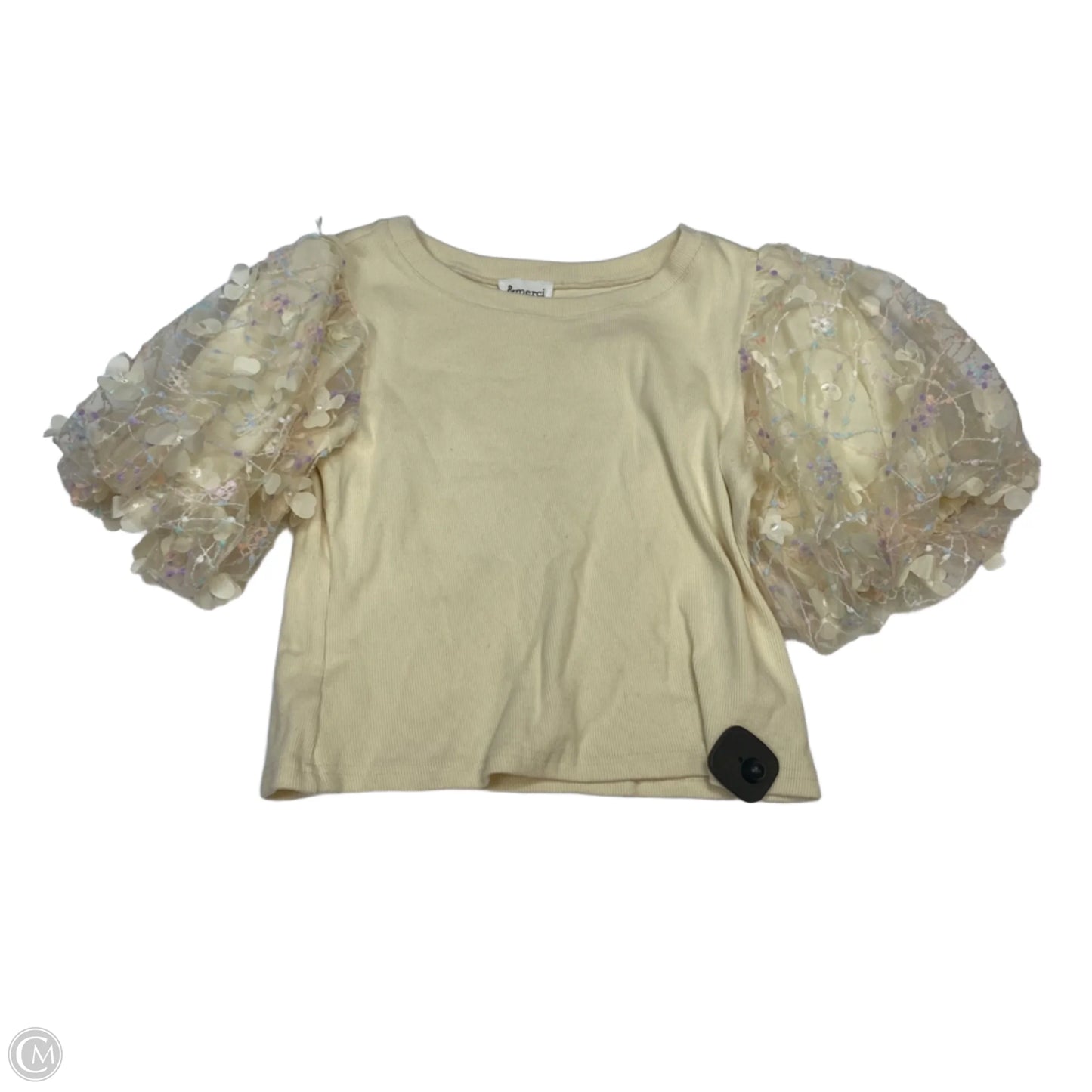 Top Short Sleeve By & Merci In Cream, Size: L