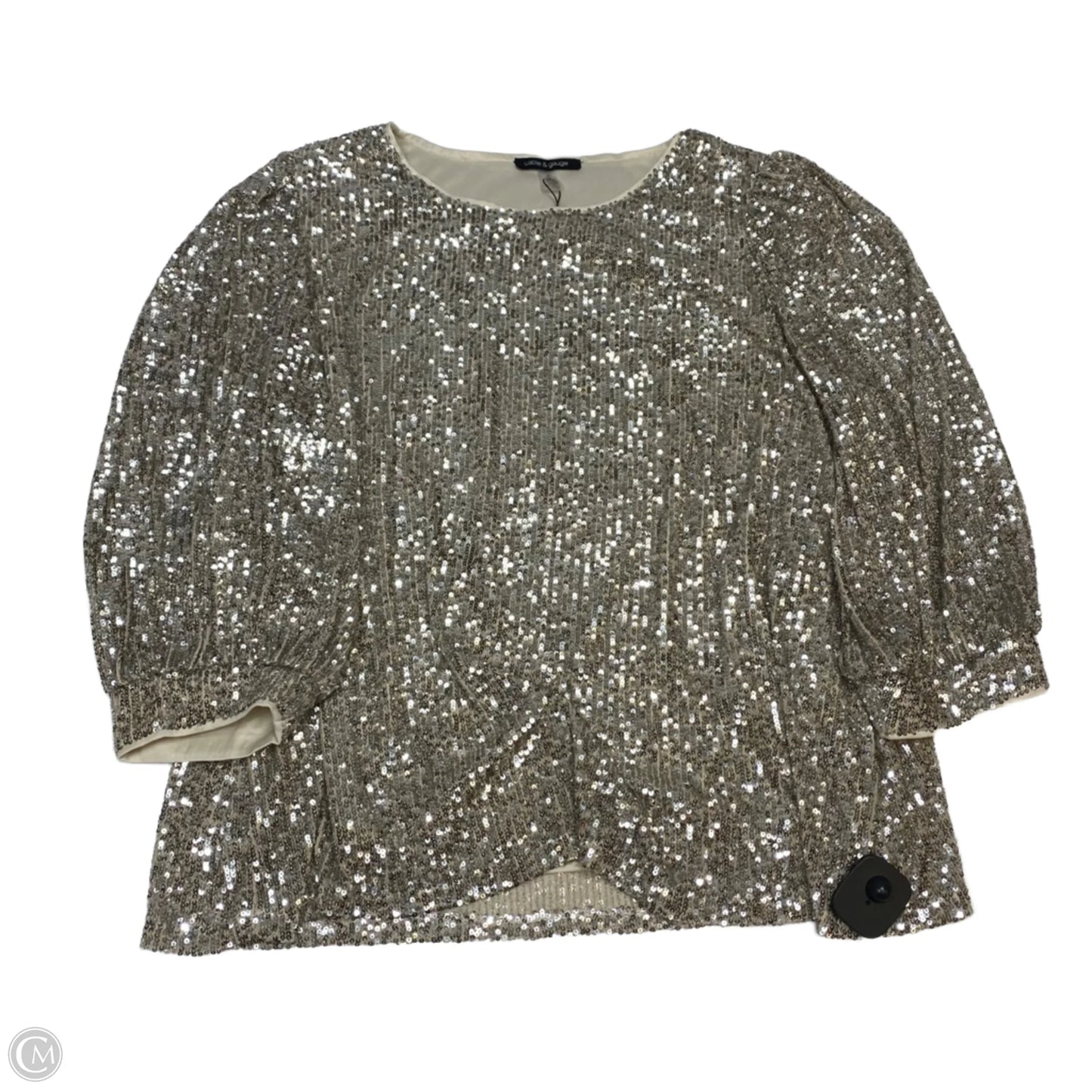 Top 3/4 Sleeve By Cable And Gauge In Silver, Size: 2x