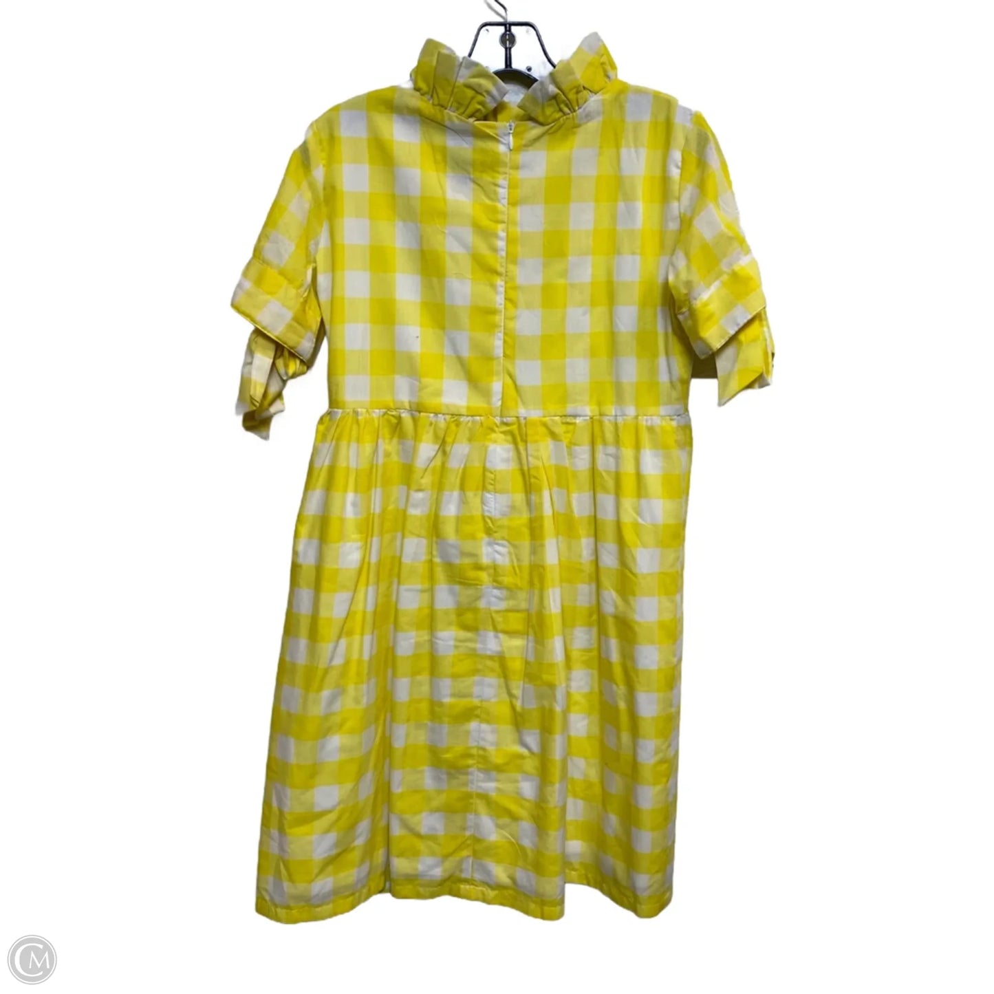 Dress Casual Short By Elizabeth Wilson In White & Yellow, Size: S