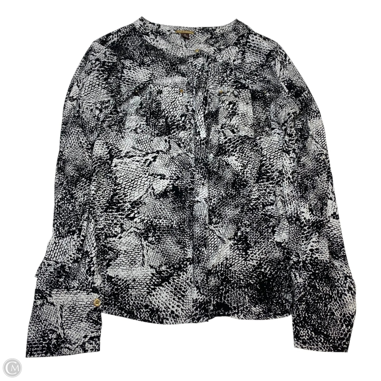 Top Long Sleeve By Dana Buchman In Black & White, Size: M