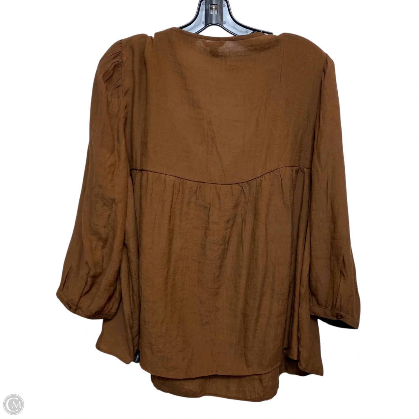 Top 3/4 Sleeve By Cato In Brown, Size: Xl
