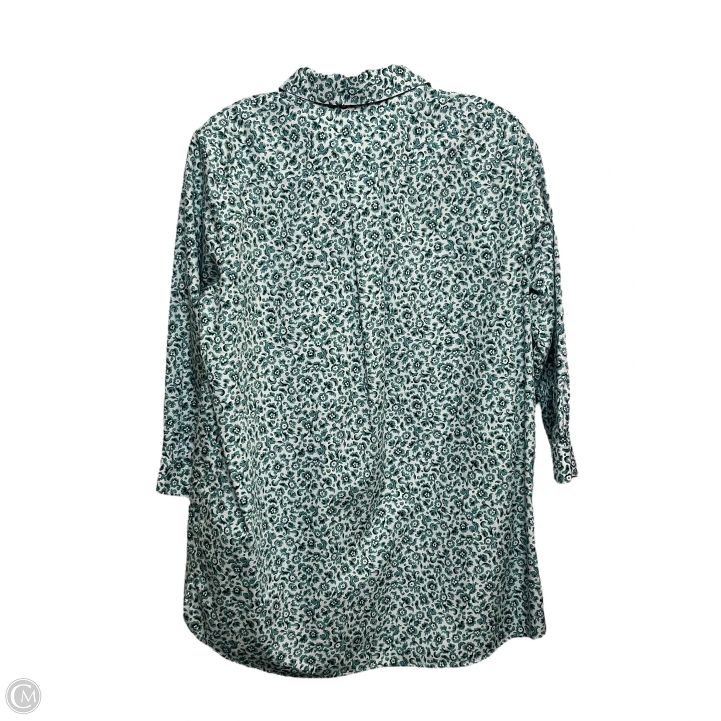 Top Long Sleeve By Lands End In Green & White, Size: M