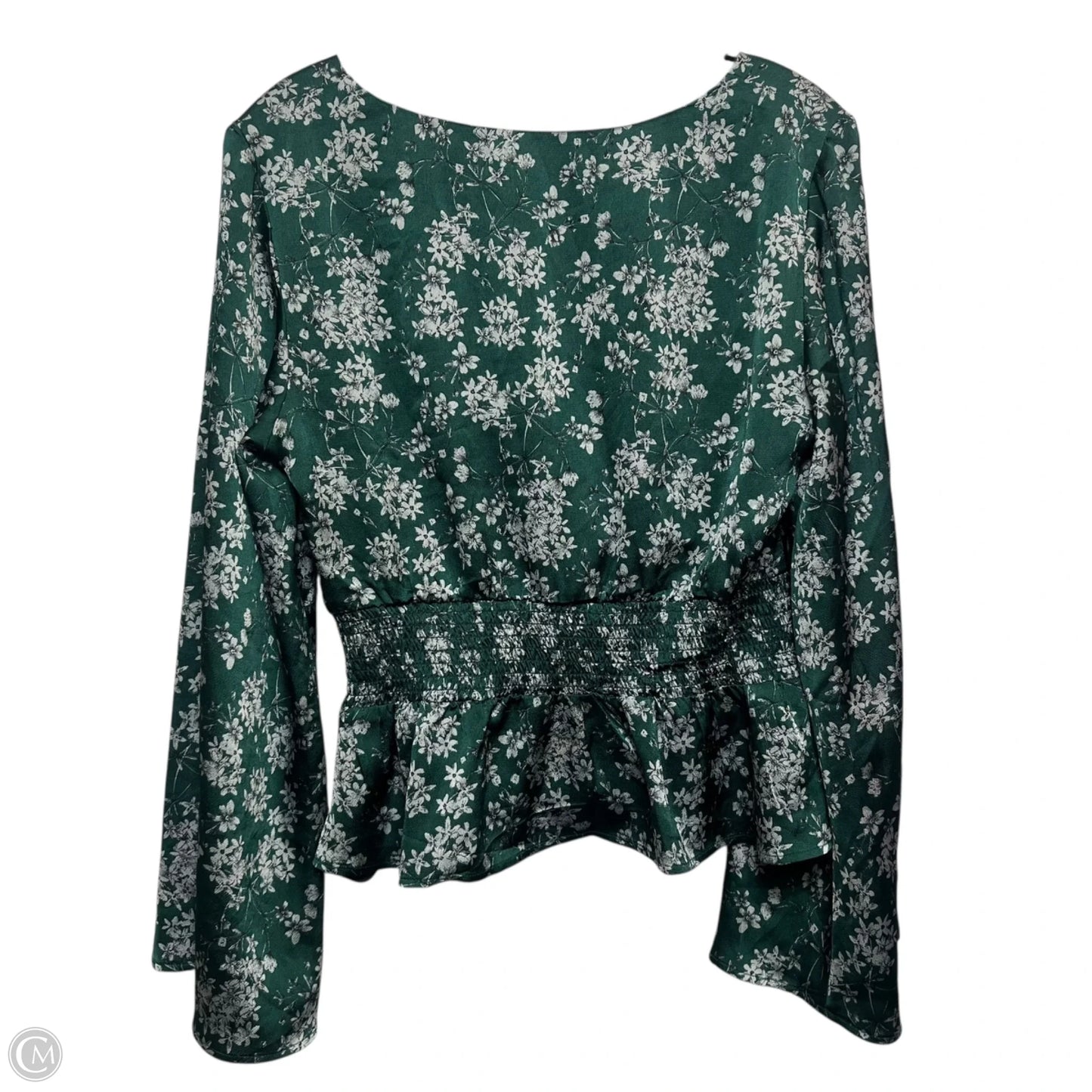 Top Long Sleeve By June & Hudson In Green & Grey, Size: M