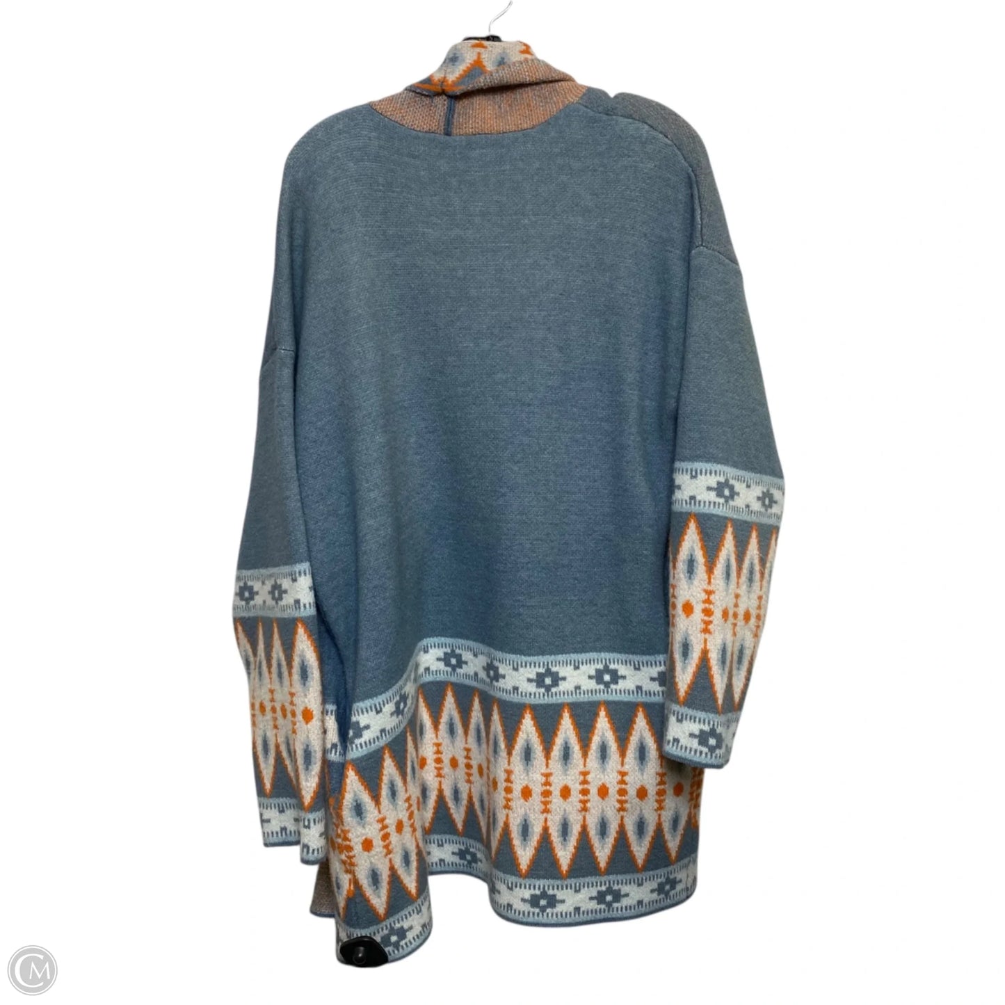 Sweater Cardigan By Cmf In Blue & Orange, Size: L