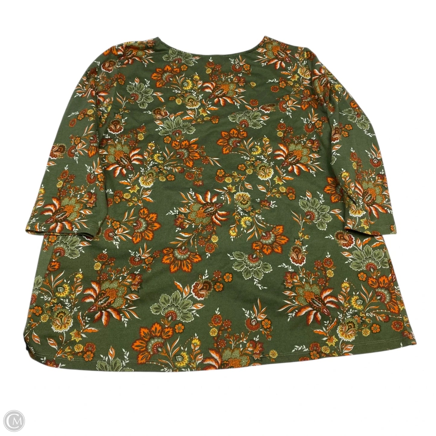Top 3/4 Sleeve By Ruby Rd In Green & Orange, Size: Xl