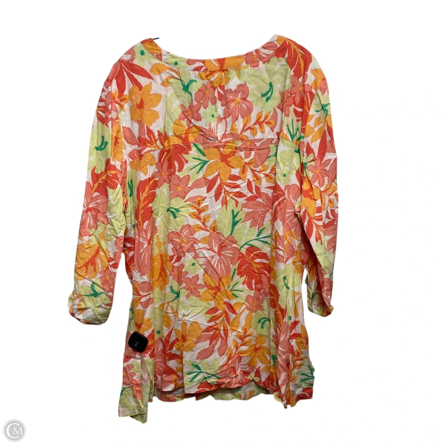 Top 3/4 Sleeve By Coral Bay In Orange & Pink, Size: 3x