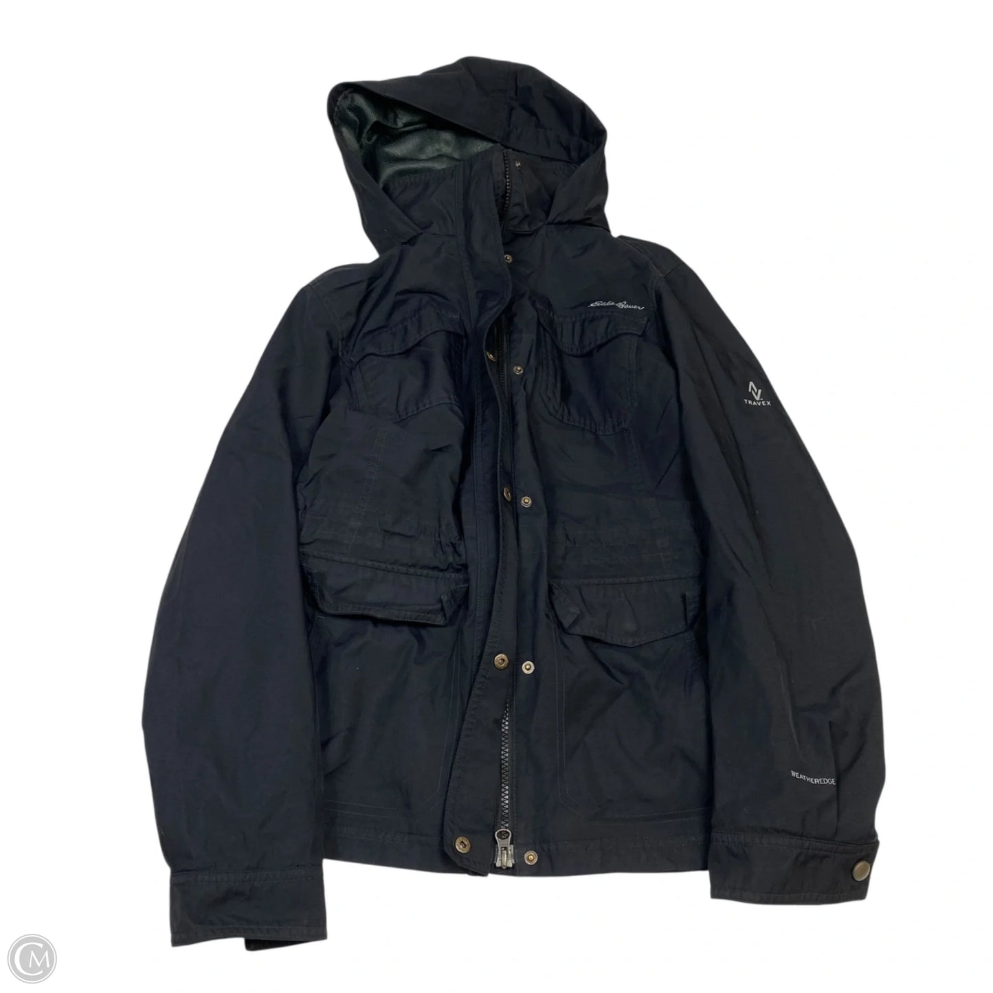 Jacket Windbreaker By Eddie Bauer In Black, Size: M