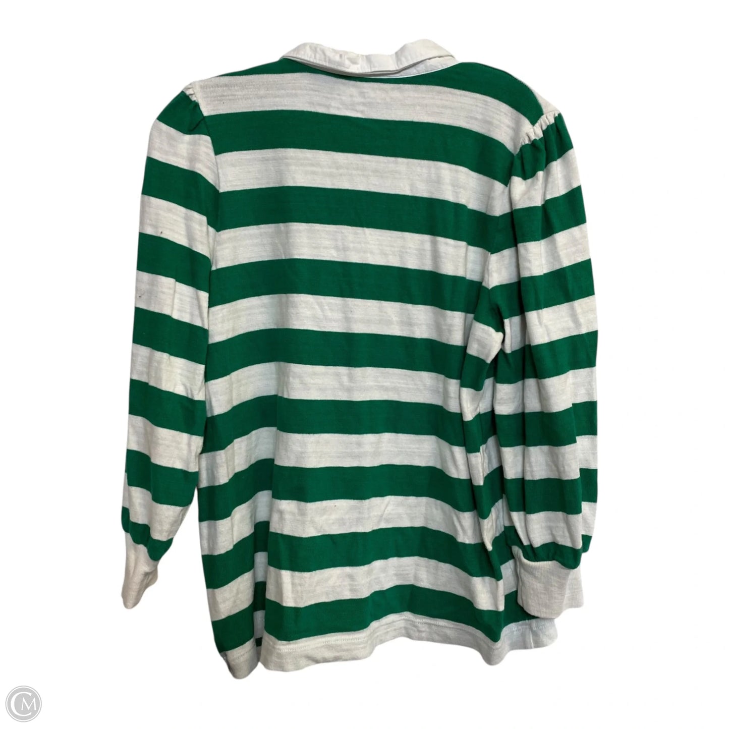 Top Long Sleeve By Loft In Green & White, Size: L