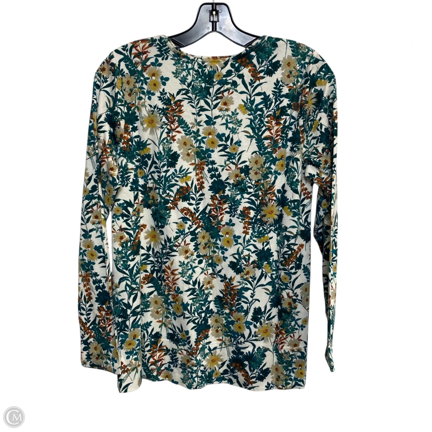 Top Long Sleeve By J. Jill In Cream & Green, Size: Mp