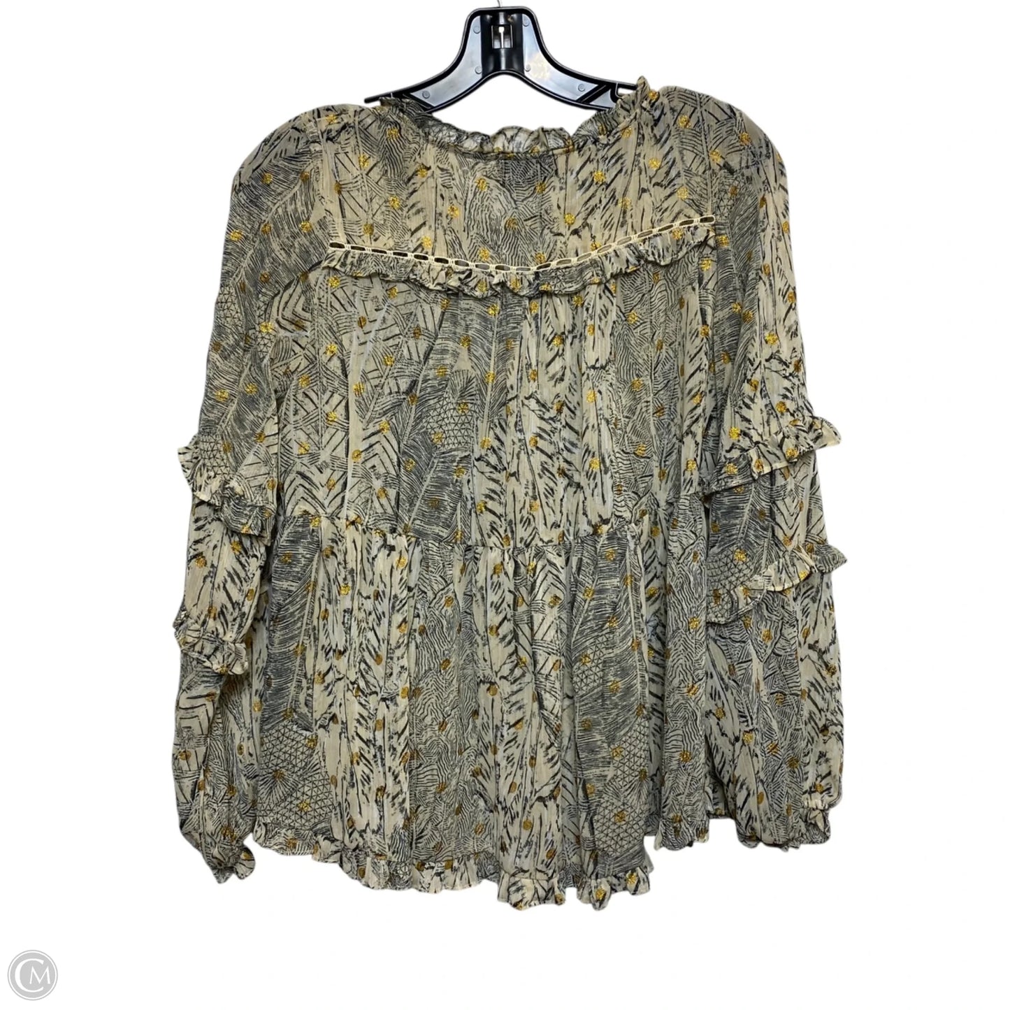 Top Long Sleeve By Vici In Black & Cream, Size: S