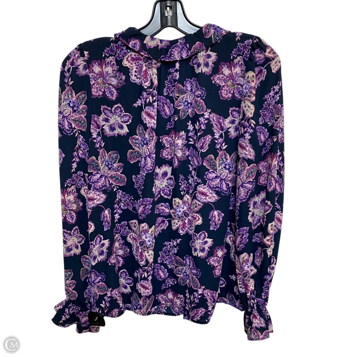 Blouse Long Sleeve By Loft In Blue & Purple, Size: Xs