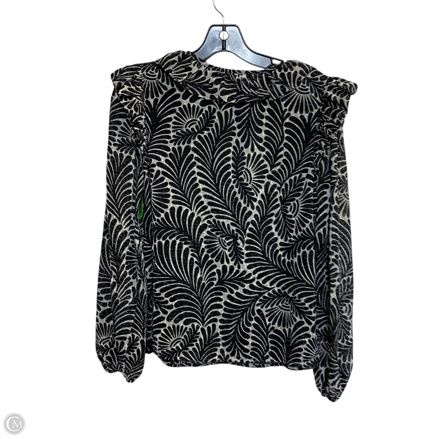 Top Long Sleeve By Loft In Black & Cream, Size: S