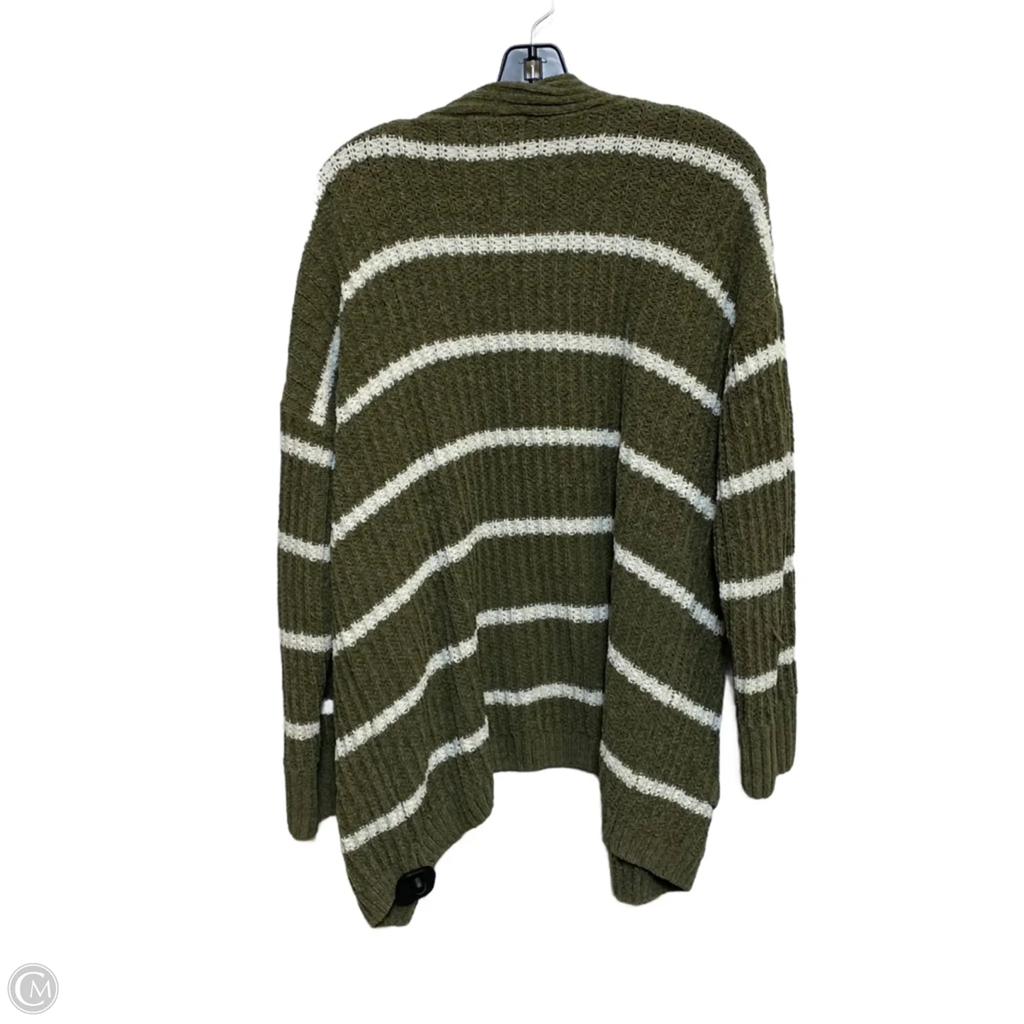 Sweater Cardigan By Pink Rose In Green & White, Size: L