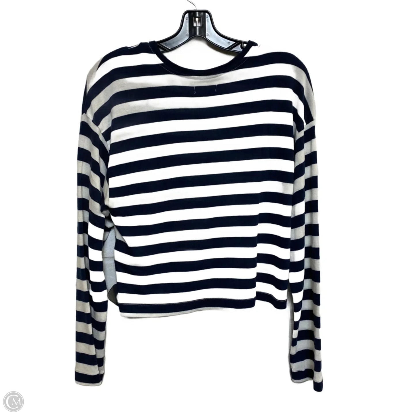 Top Long Sleeve Basic By Madewell In Blue & White, Size: L