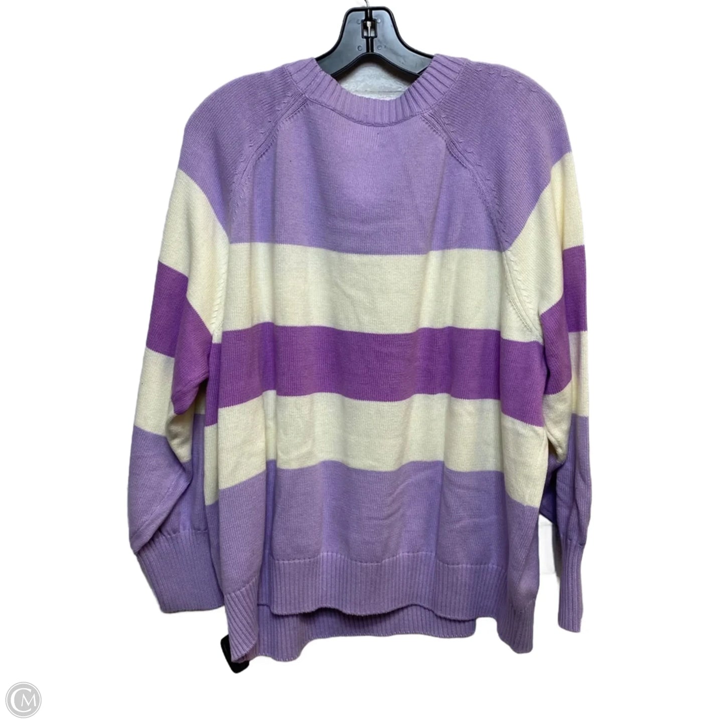 Sweater By Lands End In Cream & Purple, Size: 3x