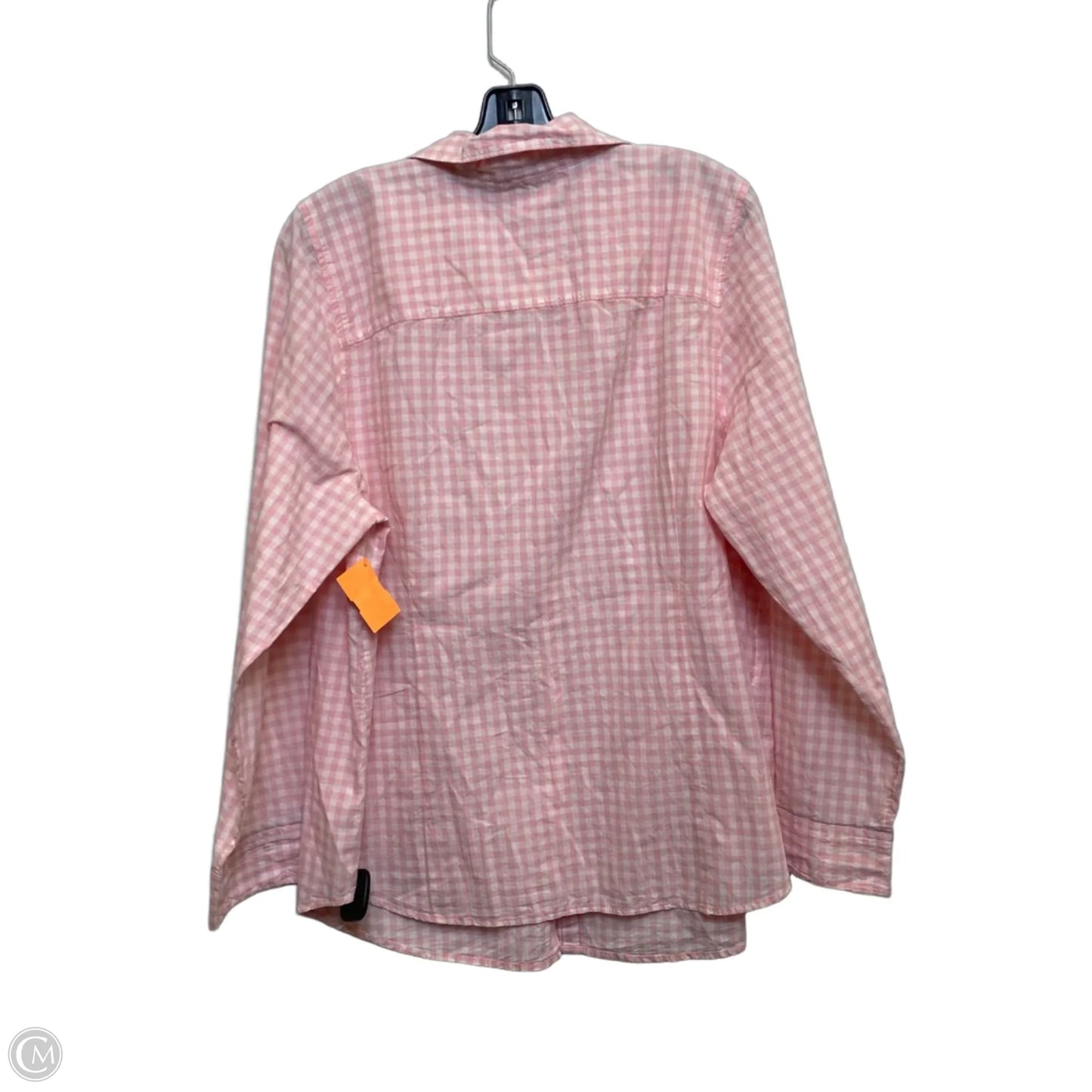 Top Long Sleeve By Crown And Ivy In Pink & White, Size: 2x