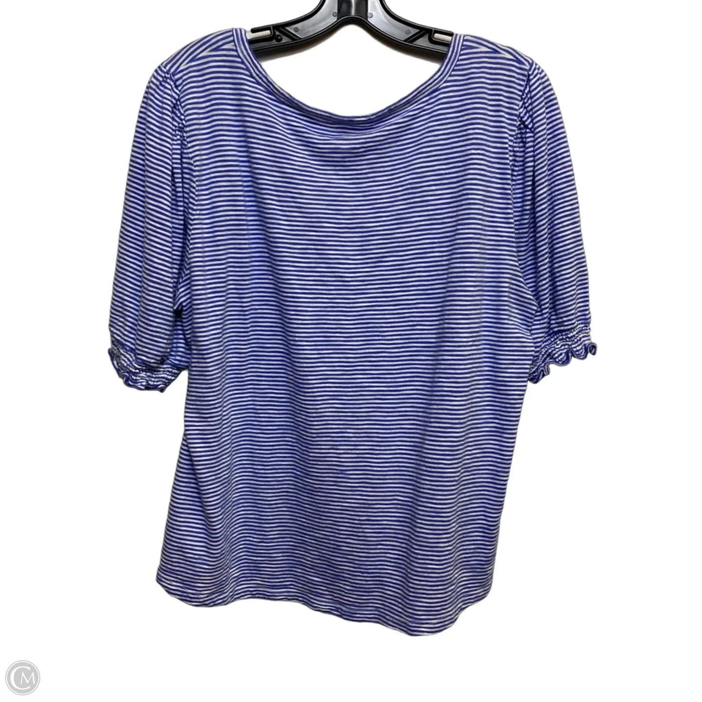 Top Short Sleeve By Talbots In Blue & White, Size: Xl