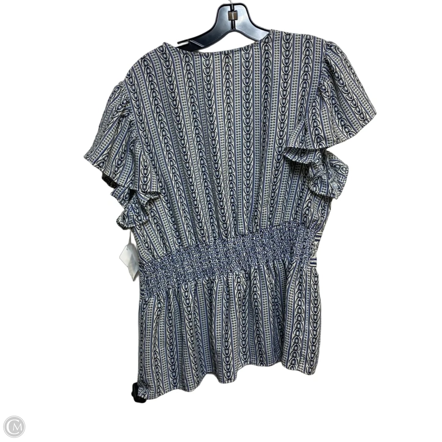 Top Short Sleeve By Max Studio In Blue & Cream, Size: Xl