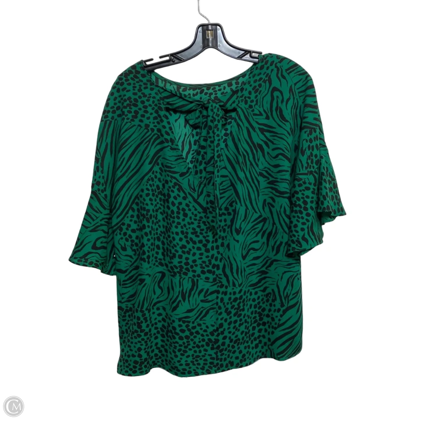 Blouse Short Sleeve By Clothes Mentor In Black & Green, Size: S