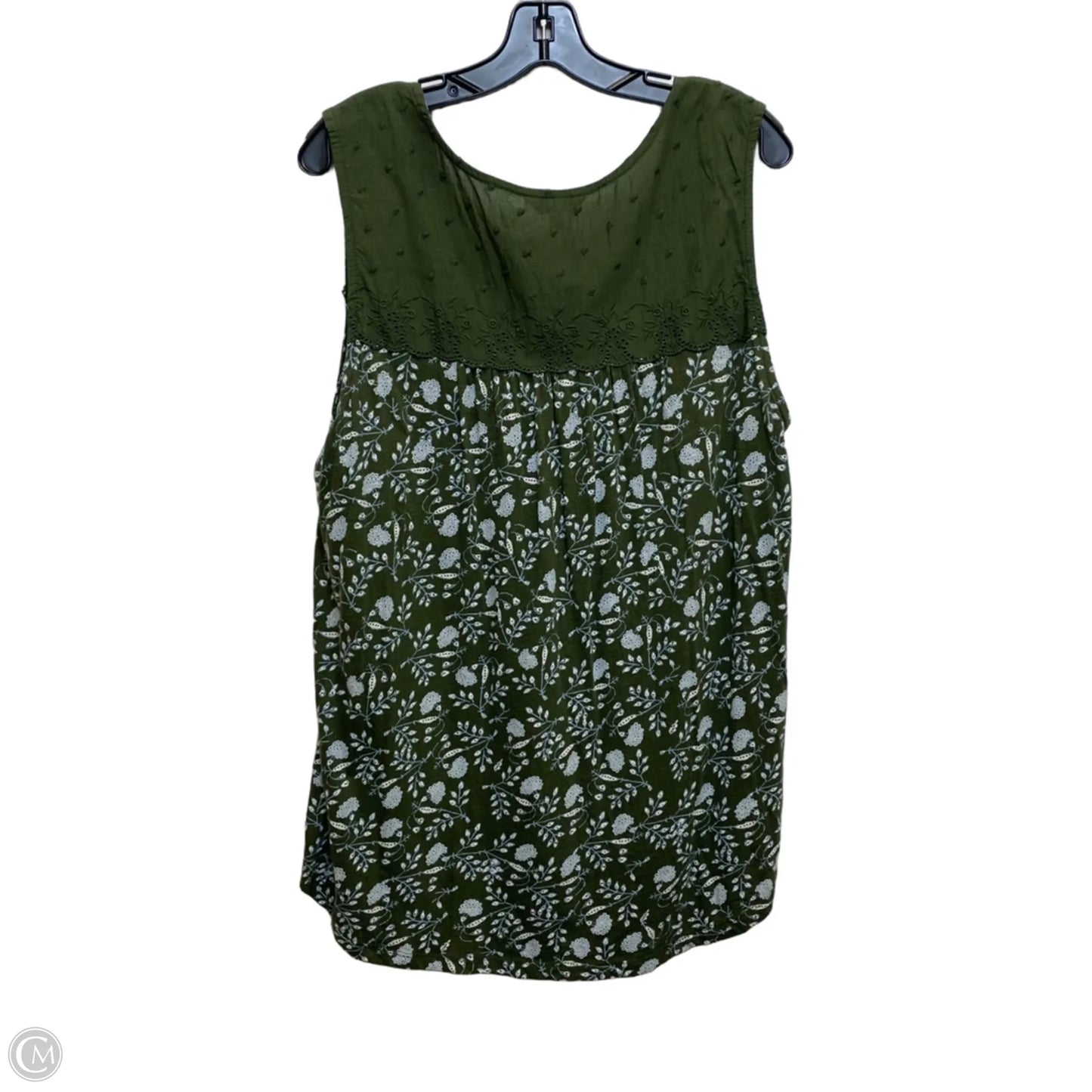 Top Sleeveless By Lucky Brand In Green & White, Size: 1x