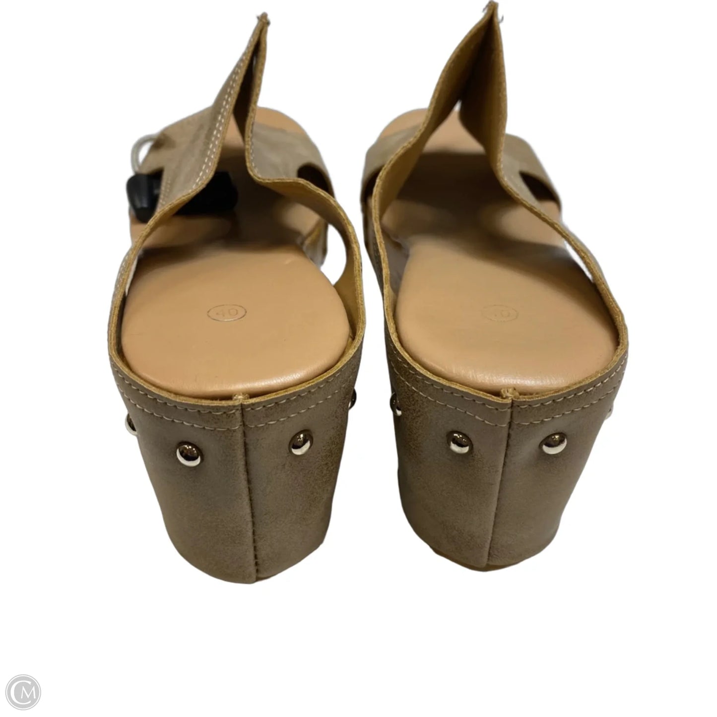 Sandals Heels Wedge By Cmf In Brown, Size: 9.5