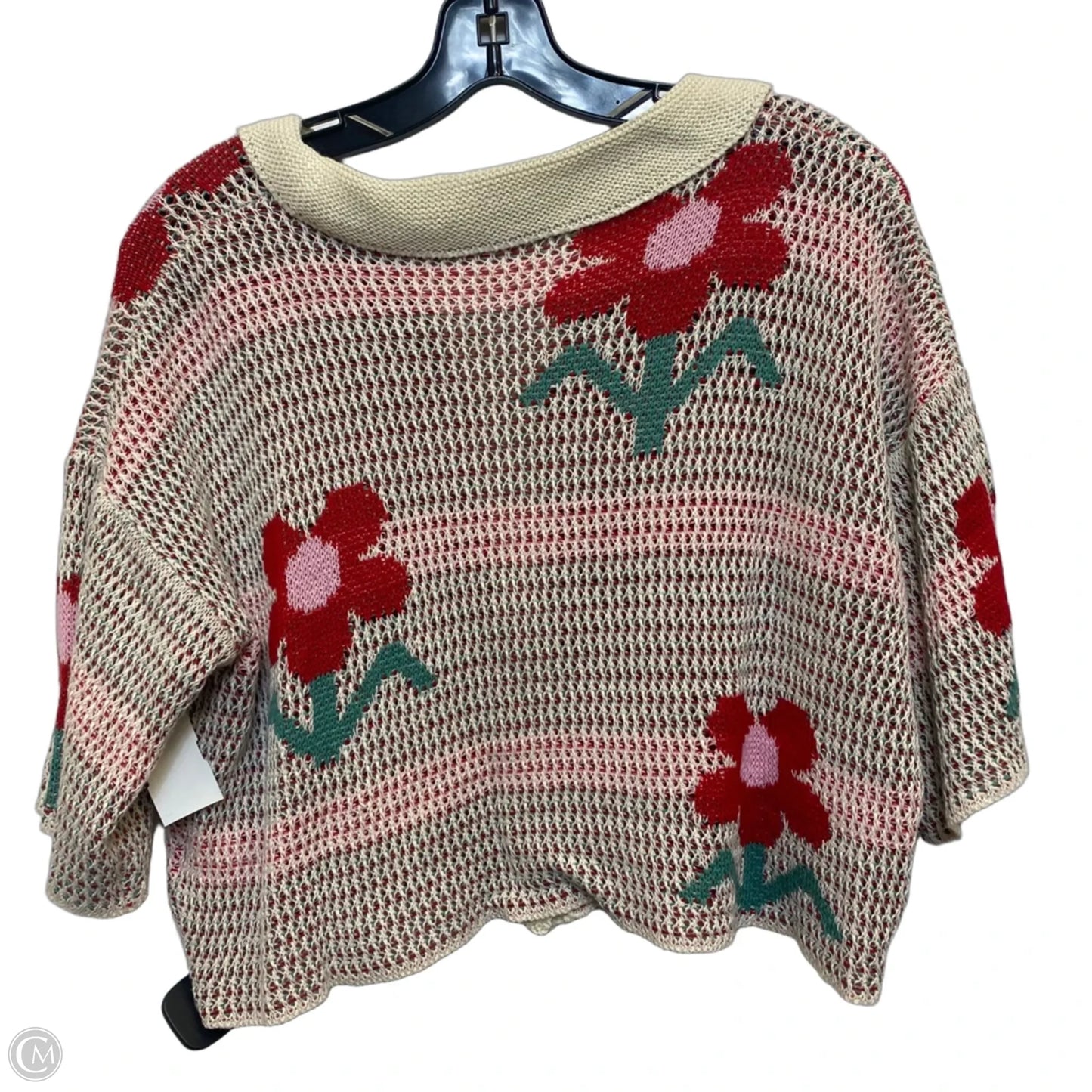 Top Short Sleeve By So Me In Cream & Red, Size: M