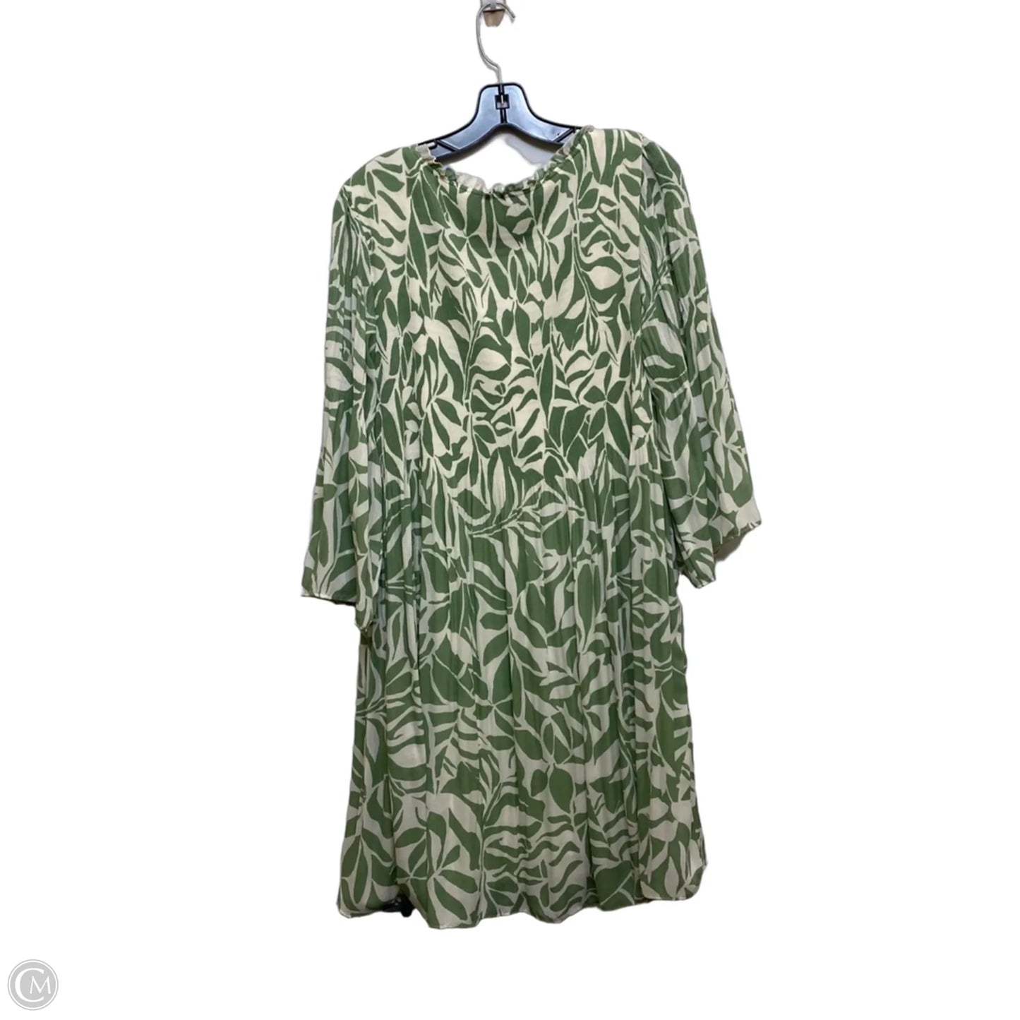 Dress Casual Short By Emma And Michele In Cream & Green, Size: 2x