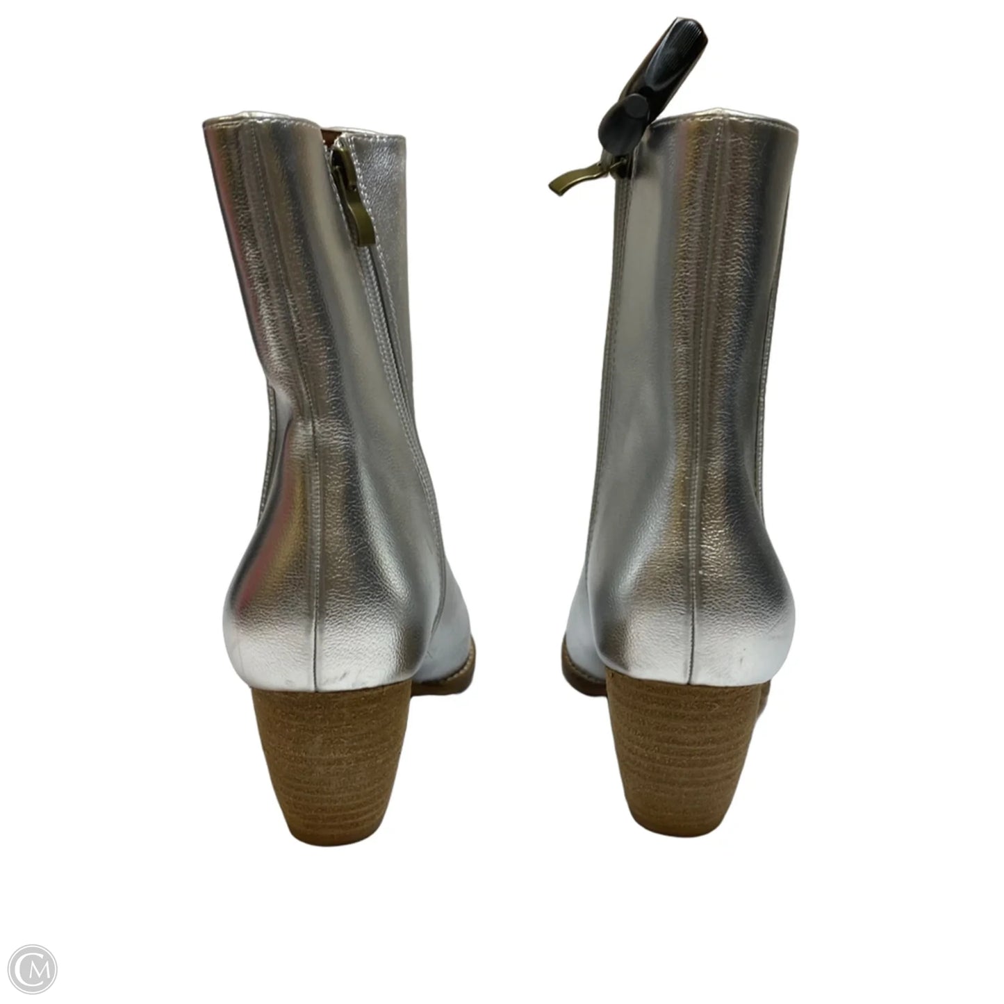 Boots Ankle Heels By Beast Fashion In Silver, Size: 8