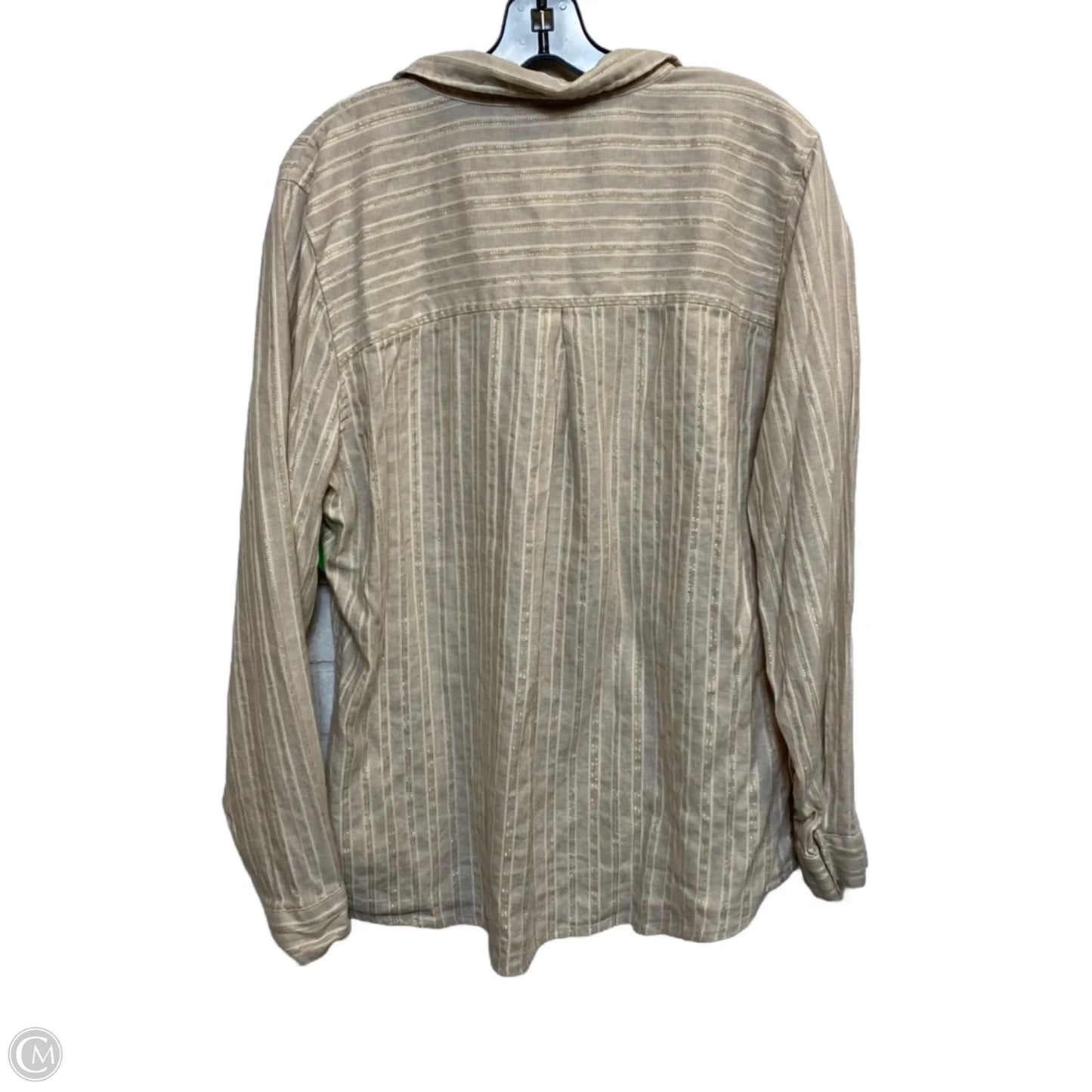 Top Long Sleeve By Jones And Co In Taupe, Size: Xl