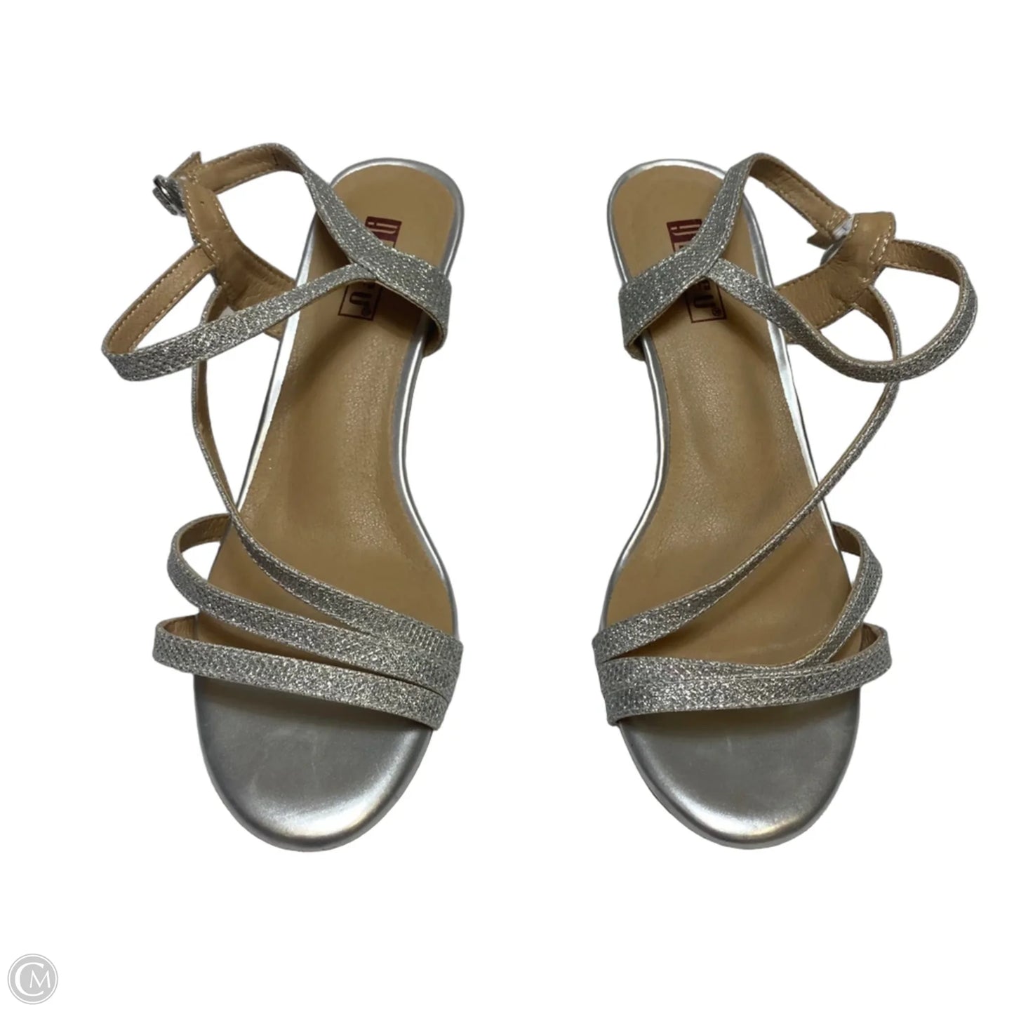 Sandals Heels Kitten By Didifu In Silver, Size: 7