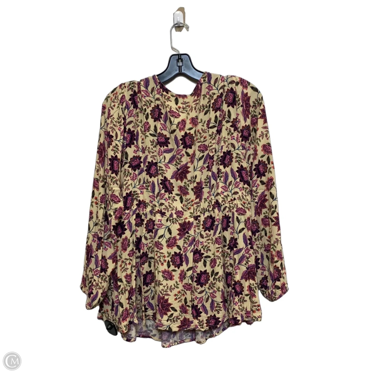 Top Long Sleeve By Torrid In Cream & Purple, Size: 1x