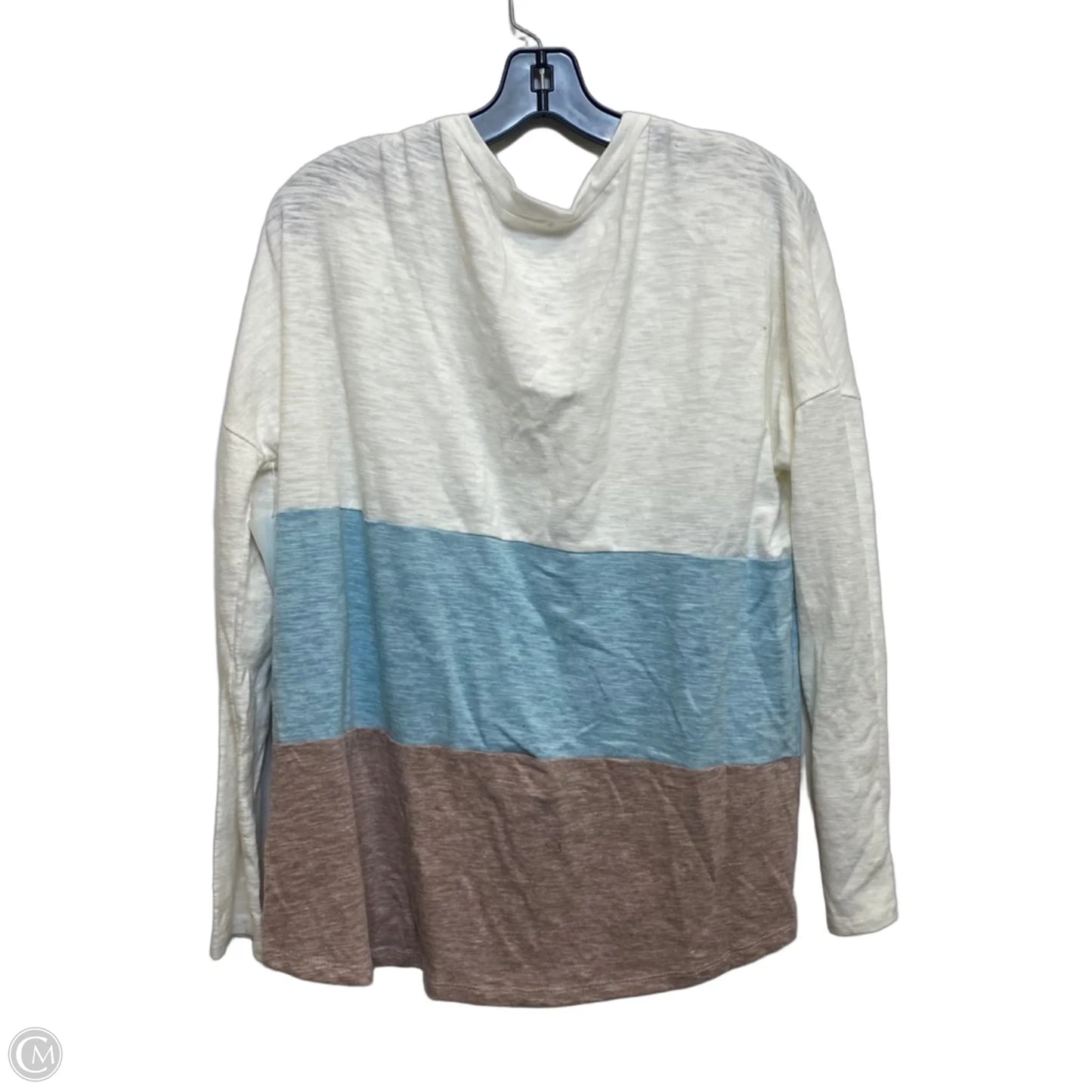 Top Long Sleeve By Entro In Blue & Cream, Size: L