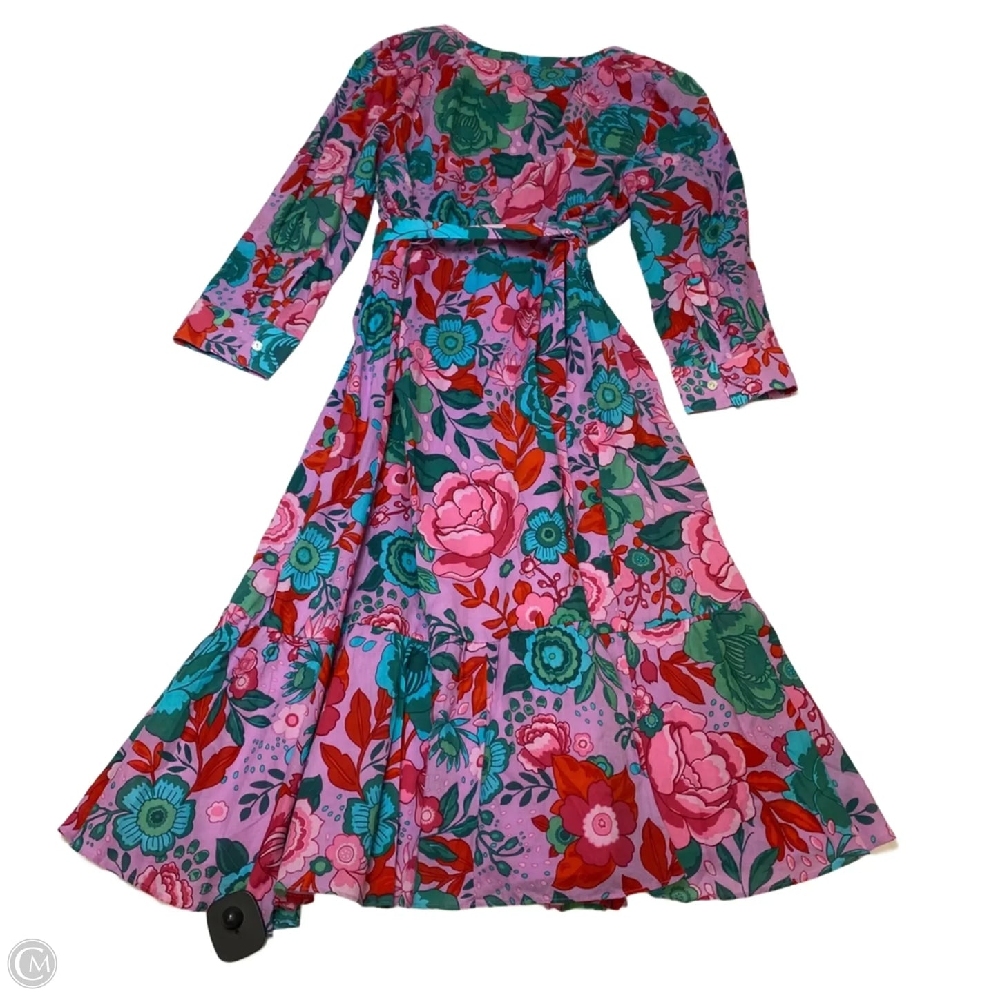 Dress Casual Midi By Talbots In Green & Pink, Size: 2