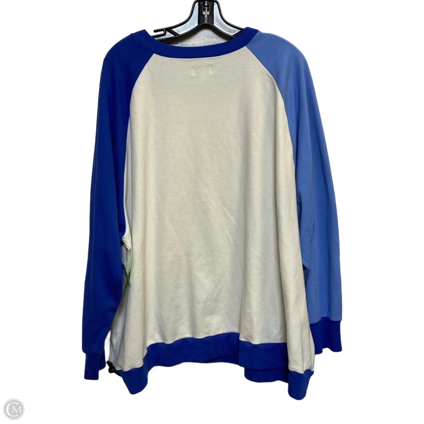 Top Long Sleeve By The Drop In Blue & Cream, Size: 3x