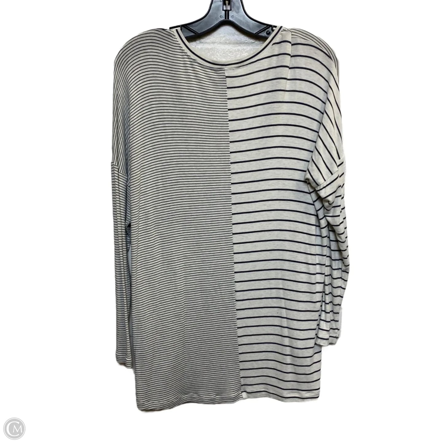 Top Long Sleeve By Cabi In Cream & Grey, Size: S