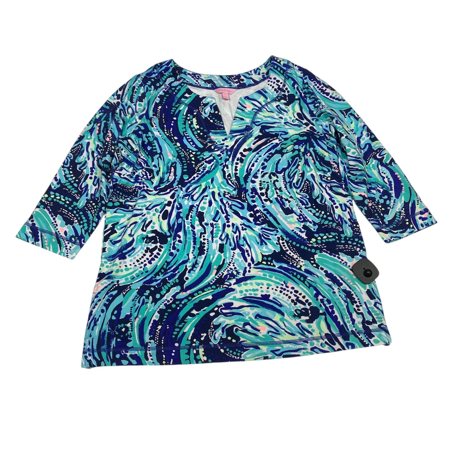 Top 3/4 Sleeve Designer By Lilly Pulitzer In Blue, Size:L