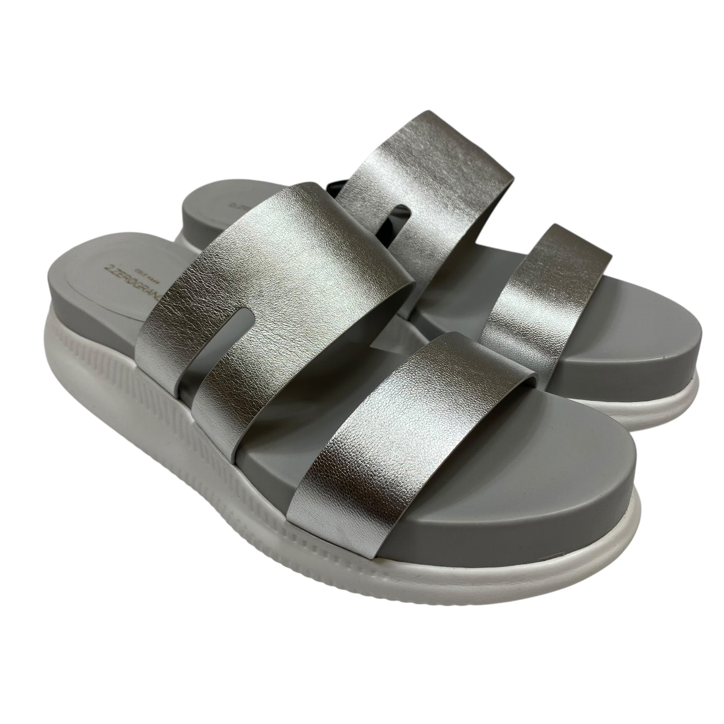 Sandals Designer By Cole-Haan In Silver, Size:8