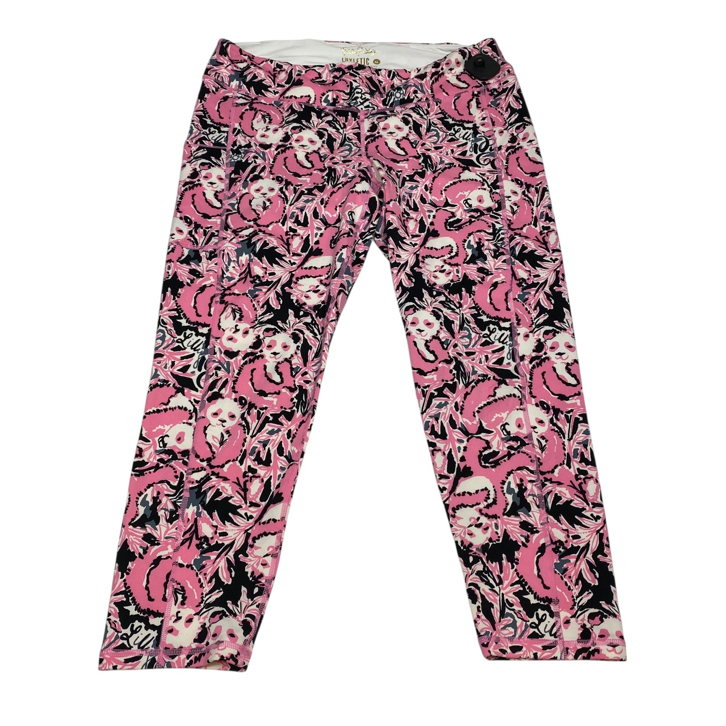 Athletic Leggings Designer By Lilly Pulitzer In Black & Pink, Size:Xl