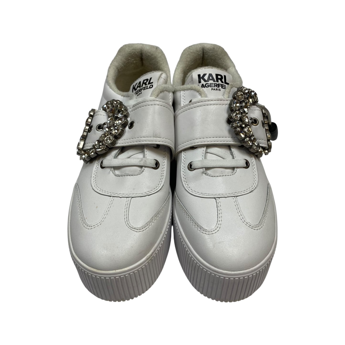 Shoes Designer By Karl Lagerfeld In White, Size:8.5