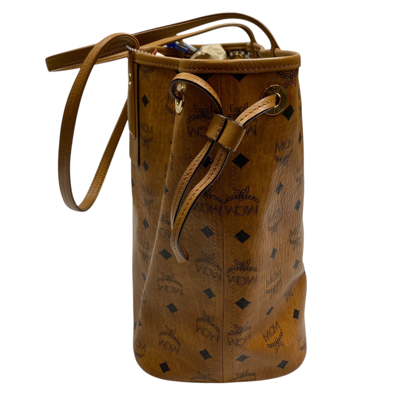 Tote Luxury Designer By Mcm In Brown, Size:Large