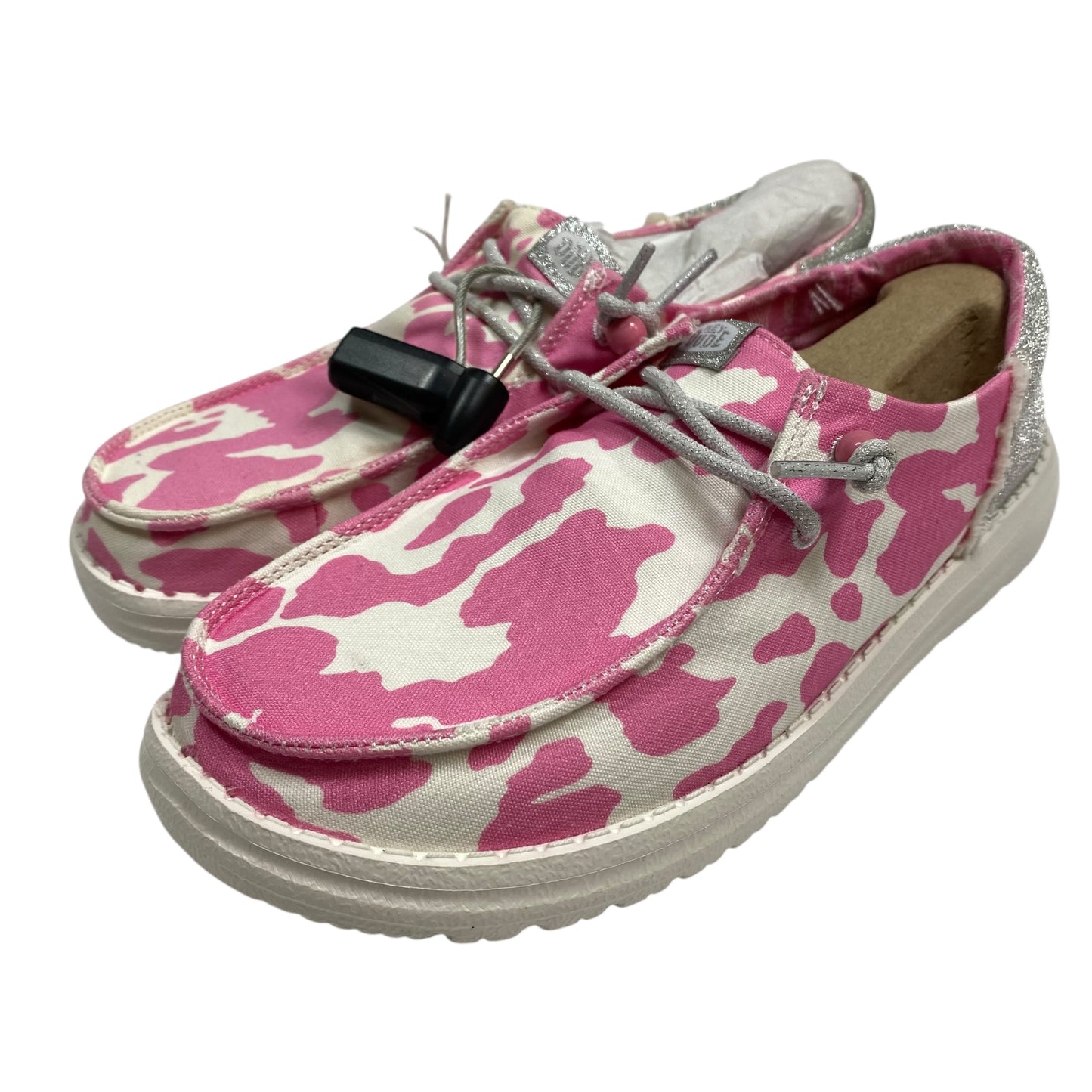 Shoes Flats By Hey Dude In Pink & White, Size:7