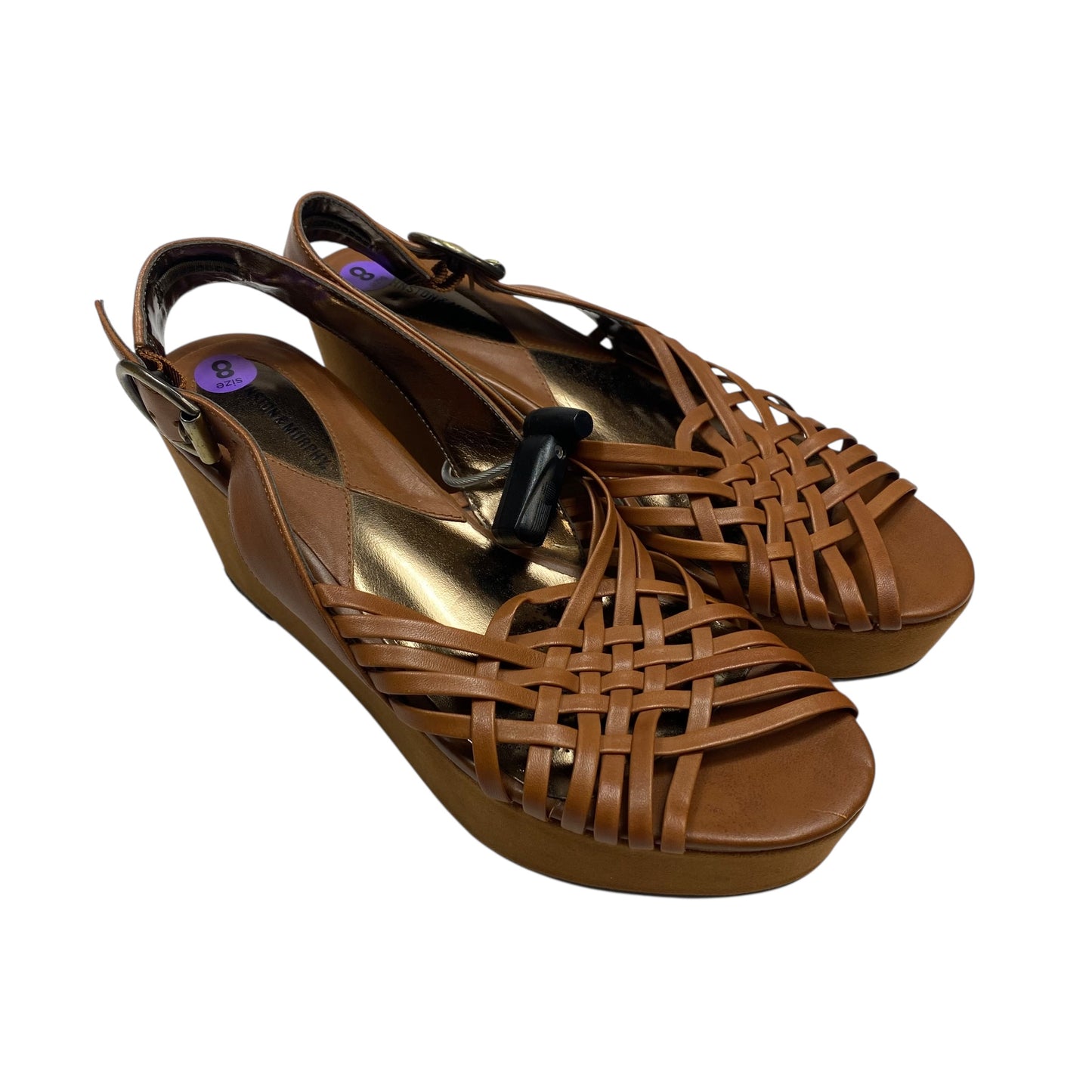 Sandals Heels Wedge By Johnston & Murphy In Brown, Size:8