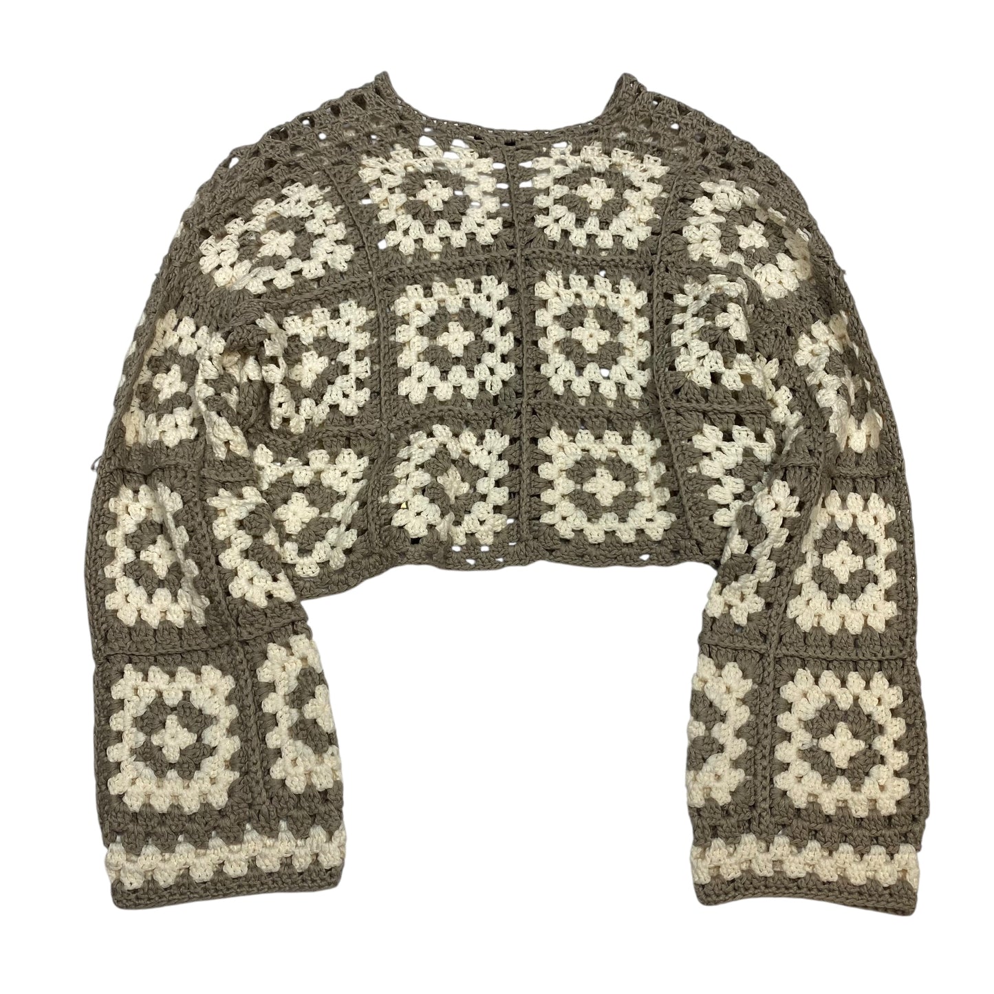 Cardigan By Davi & Dani In Cream & Grey, Size:S