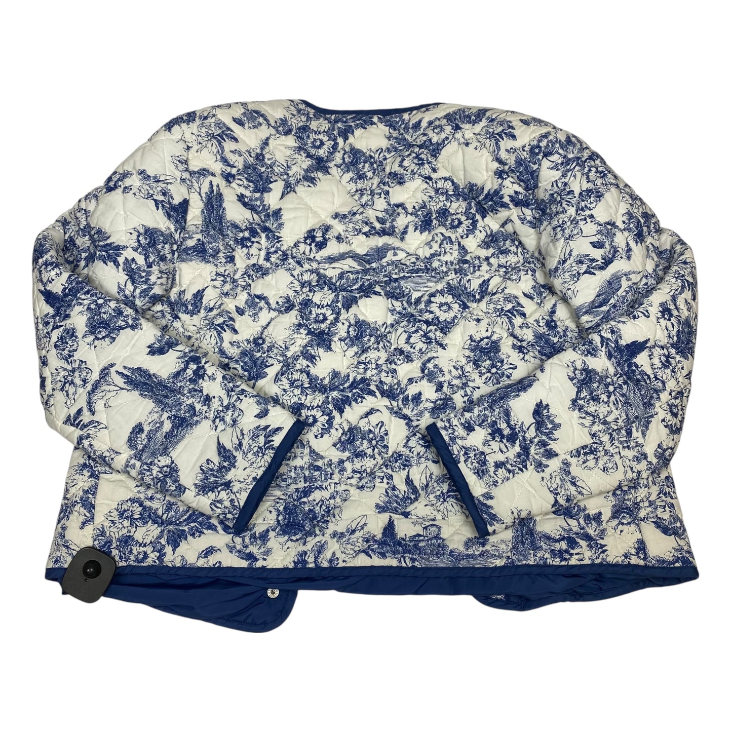 Jacket Puffer & Quilted By Rachel Zoe In Blue & White, Size:L